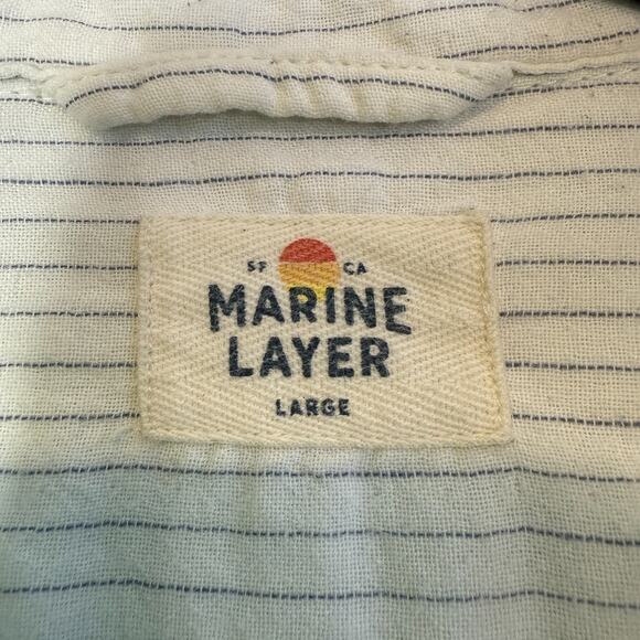 Marine Layer Shirt Mens Large White Striped Soft Knit Button Up Casual - Picture 6 of 8